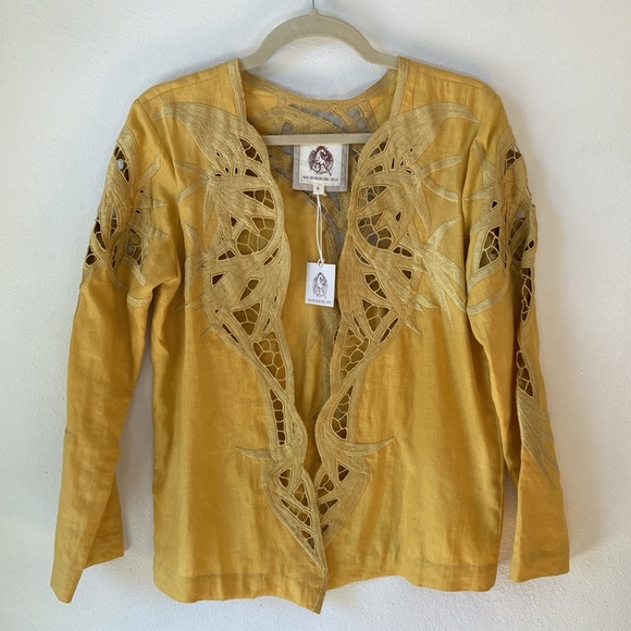 Chasing Unicorns💫 Summer In the City Linen Cutwork Jacket sz M - Picture 4 of 12